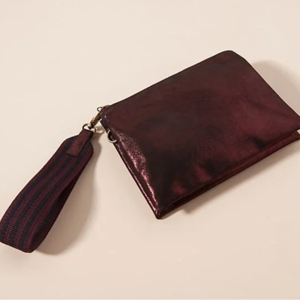ANTHROPOLOGIE NWOT // JACKSON METALLIC LEATHER POUCH
